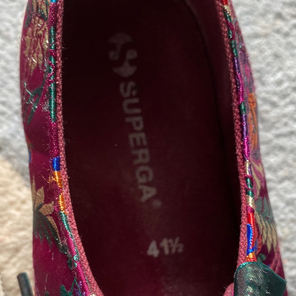 Superga Floral Satin Low-Top Sneakers with Teal Ribbon Laces. - Picture 9 of 16